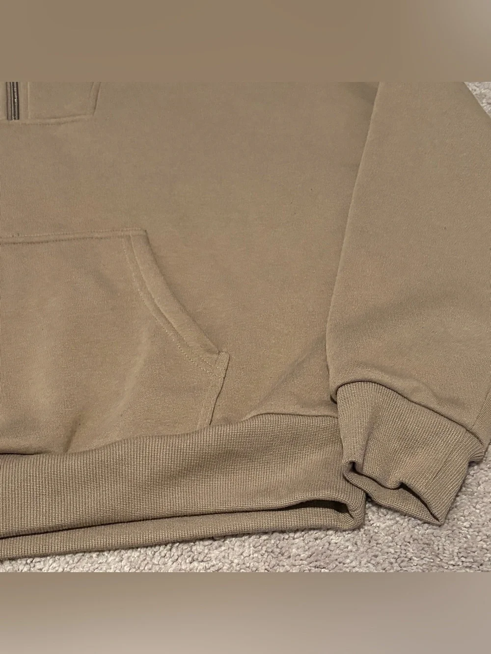Ebb & Flow Womens Athleisure Pullover Quarter Zip Cropped Brown Sweater Size Med